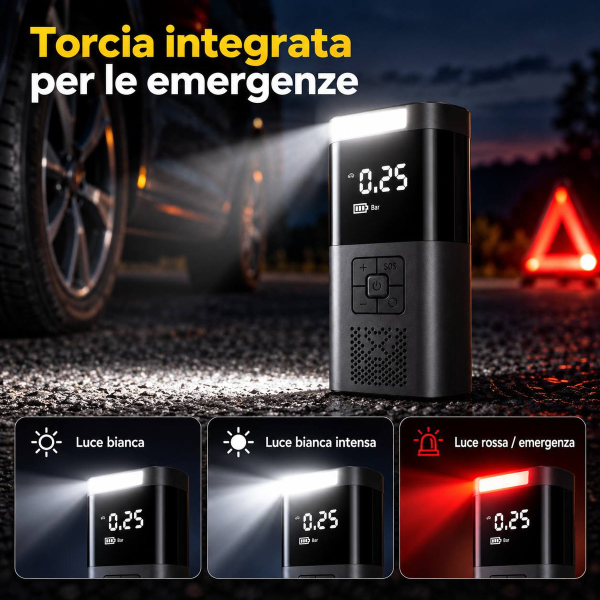 Novafy AIR PRO — Compressore Portatile Wireless con Torcia LED